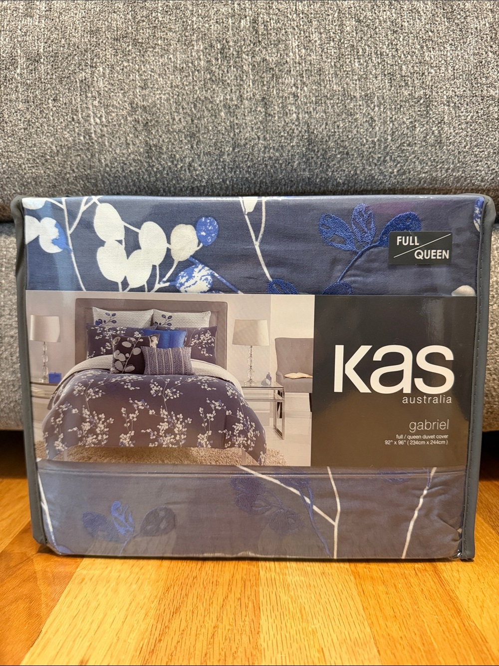 KAS Gabriel Full/Queen Blue Floral Duvet Covwr